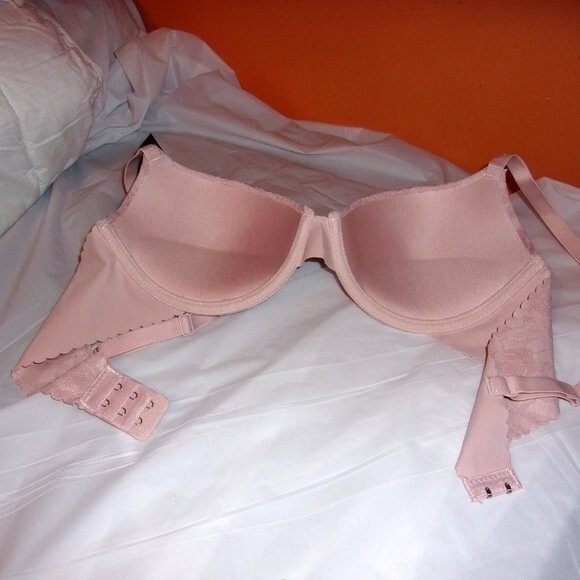 Youmita Peach Whip Lace Demi 36C Bra & Coordinating Medium Seamless Panty NWT - Picture 8 of 11